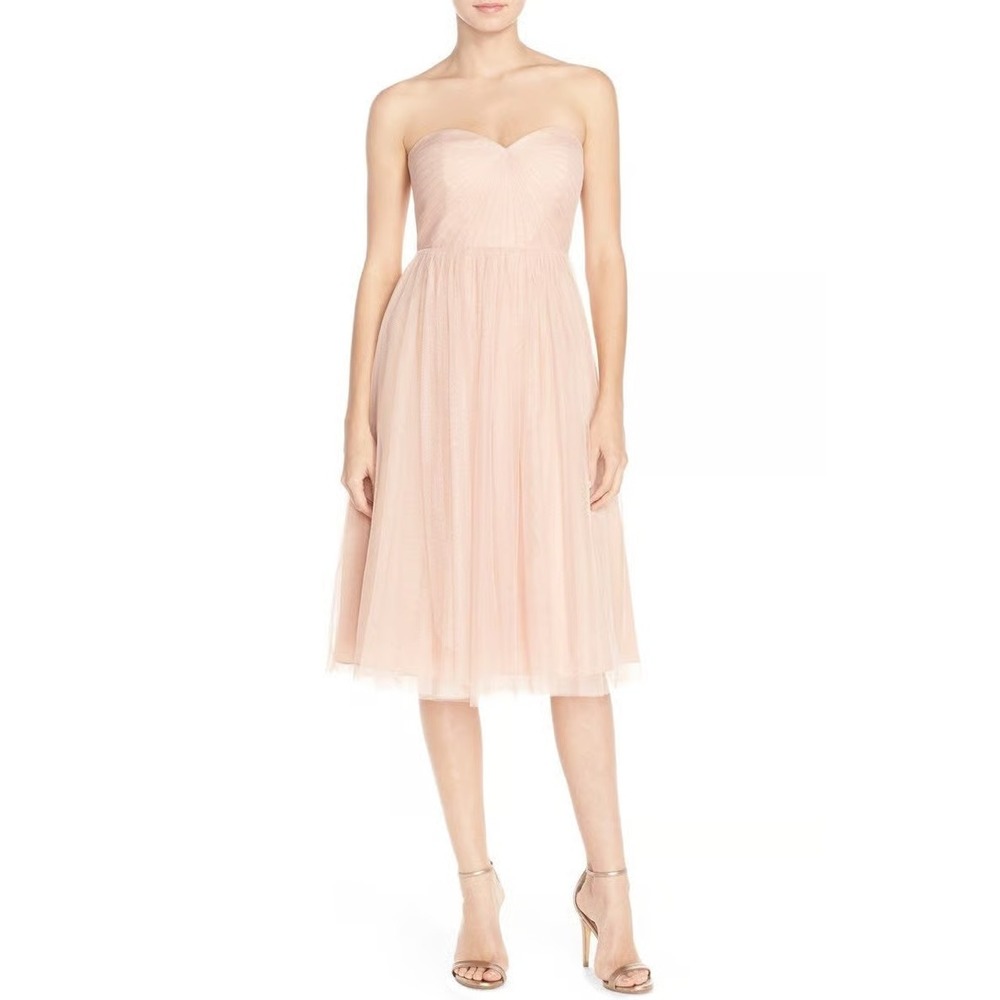 Jenny Yoo Strapless Tulle Dress Sweetheart Bridesmaid Blush Pink Size 0